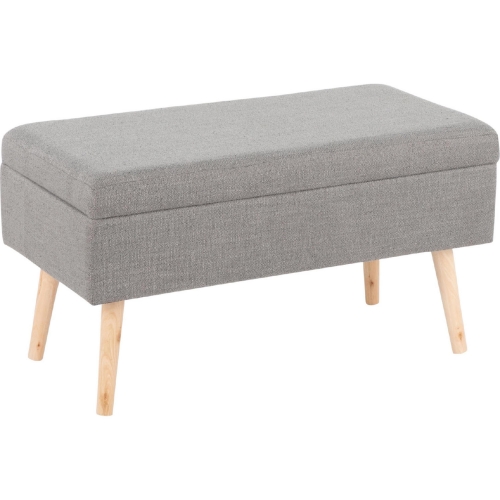 Storage Bench in Grey Fabric & Natural Wood